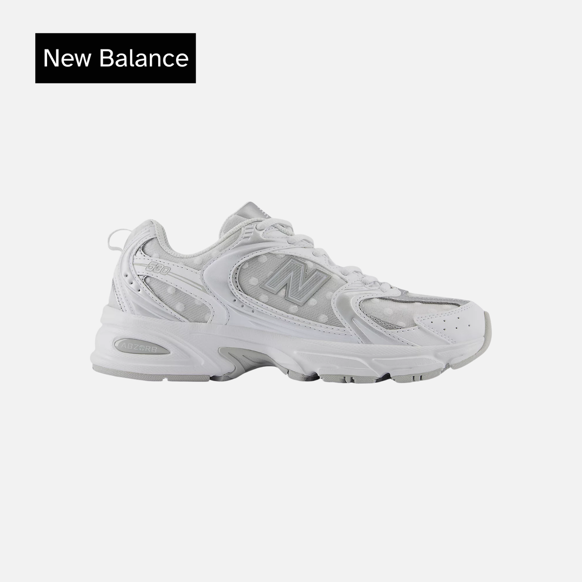 New Balance 530 White Silver Metallic Polka Dots
