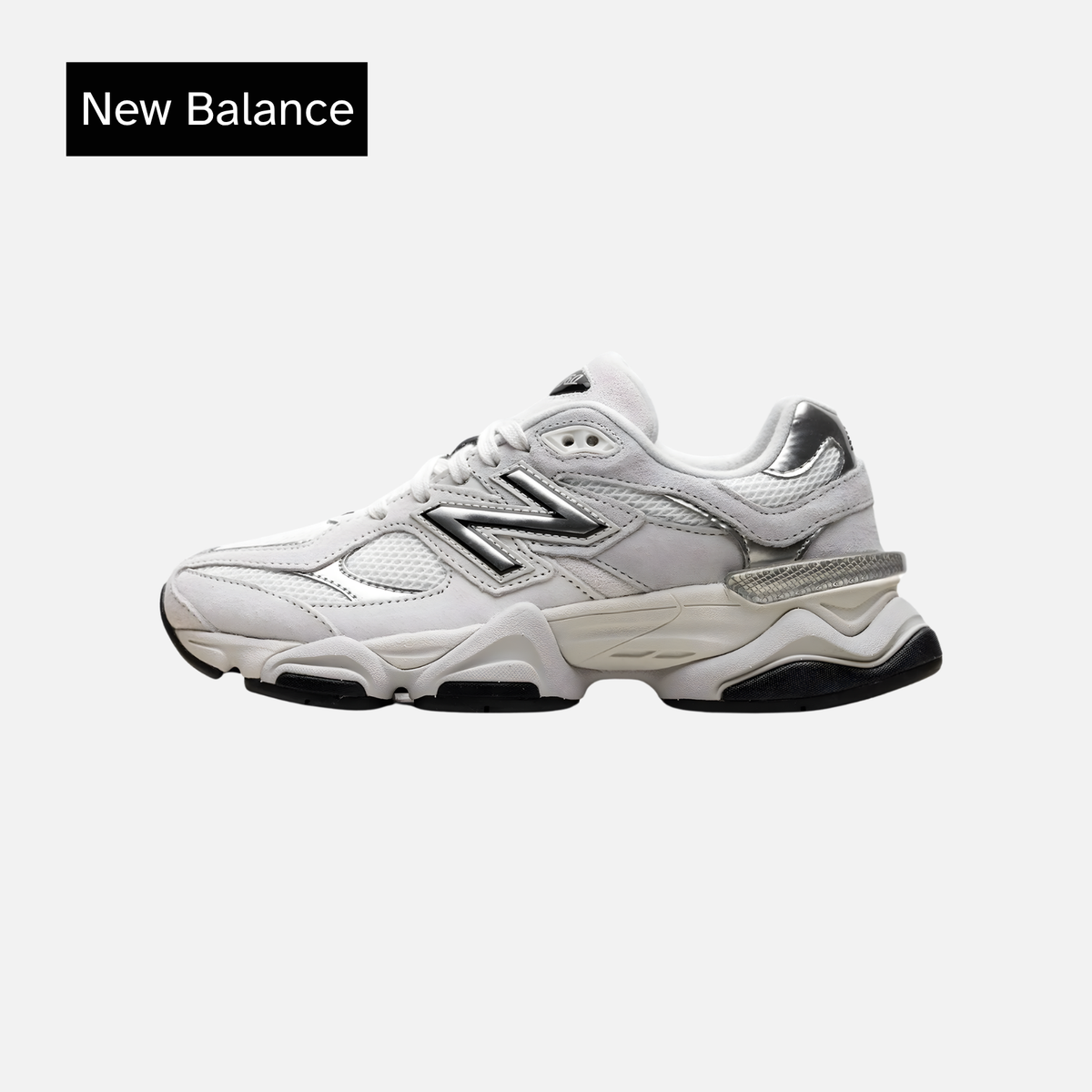 New Balance 9060 White Black Metallic Silver